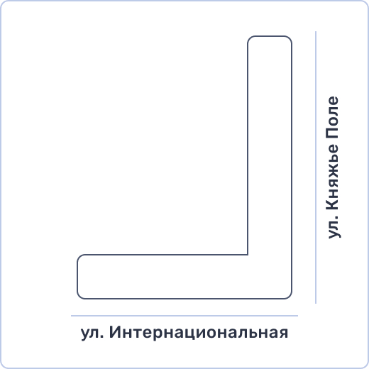 План корпуса с подъездами и прилегающими улицами